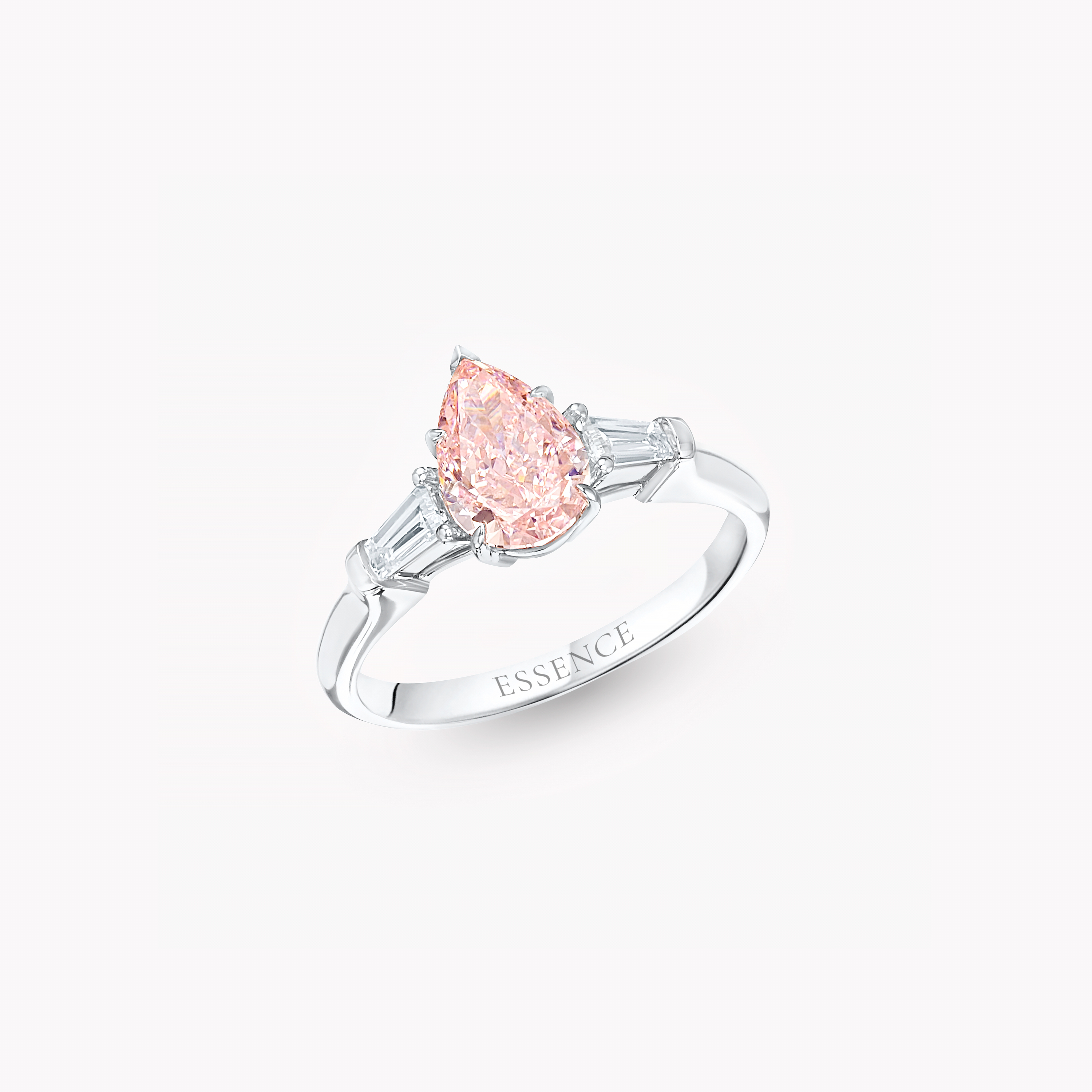 Каблучка з рожевим діамантом огранки груша Apex